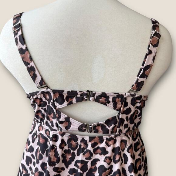 Aqua Eve Leopard Tankini Cami Swimsuit Top Flare Built In Bra Size 22W New Tag - Picture 8 of 15